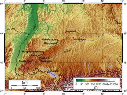 Schwaebische Alb topographische Karte